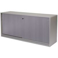 Meuble bas Majix 2 portes coulissantes coloris chêne gris/aluminium - Image principale