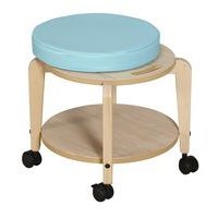 Tabouret adulte Lili T3 Assise bois/coussin bleu turquoise - Image 2