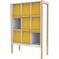 Présentoir 9 cases stockage structure bois volets jaune RAL1023 Ellipse enfant - Image principale