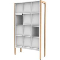 Présentoir à revues Ellipse 12 cases structure bois volets turquoise 5018 - Image 3