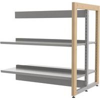 Rayonnage double face sur pieds structure bois/métal Ellipse - Manutan Expert - Image principale