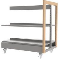 Rayonnage double face sur roulettes structure bois/métal Ellipse- Manutan Expert - Image principale