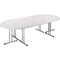 Table Pliante Demi Rond Chromeline 140 Blanc pied Chromé - Image 4
