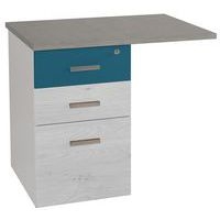 Retour suspendu Linéo 80x60 Caisson 3 T Chêne gris pied Blanc/Bleu argile - Image principale