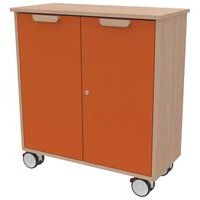 Meuble étagères Filou avec portes sur roulettes orange de Sienne - Image principale