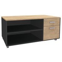 Console mobile Steel Graphite 2 tiroirs carbone/chêne clair - Image principale