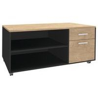 Console mobil Urbano 2 tiroirs 120x60 carbone/chêne clair - Image principale