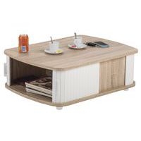 Table basse chêne 4 rideaux blanc - Image 2