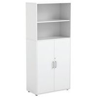 Armoire Maud avec 5 étagères dont 2 portes avec serrure blanc-MIRPLAY School - Image principale