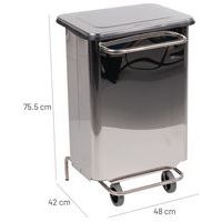 Conteneur mobile à pédale anti-feu inox brillant 70 L - Manutan - Image 7