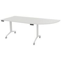 Table plateau pivotant Avel avec angle à droite pied blanc sur roulettes - Image principale
