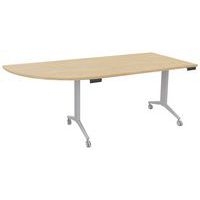 Table plateau pivotant Avel 200x80 angle intégré à gauche chêne clair pieds alu - Image principale