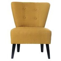 Fauteuil Marwin pied hêtre teinté noir revêtement tissu coloris Safran - Image principale