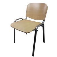 Lot de 5 chaises Woody piètement gris alu coloris hêtre naturel - Image principale