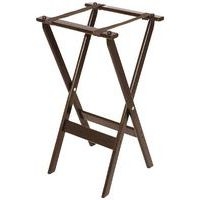 Porte plateau pliant en bois et caoutchouc marron - Image principale