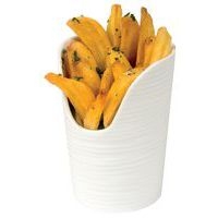 Cornet à frites en porcelaine ø9 cm blanc-Plisse'O - Image principale