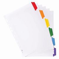 Lot de 20 Intercalaires 160g avec ong. col. Renf. 5 pos. 6 posA4-Blanc - Image 5