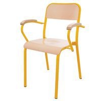 Fauteuil Trévise 4 pieds accotoirs hêtre - rouge  Ral 3000 - Image 2