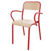 Fauteuil Trévise 4 pieds accotoirs tube - rouge  Ral 3000 - Image principale