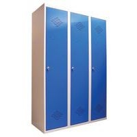 Vestiaire monobloc industrie salissante 3 colonnes bleu/gris - Image principale