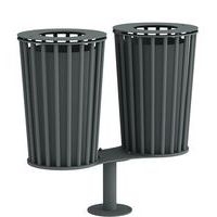 Poubelle exterieure double inoxydable - Gris - Image principale