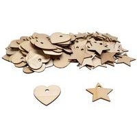 Lot de 100 formes en bois - coeur et étoile - Image principale