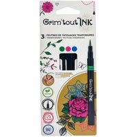 Set 3 stylos tatouage éphémère vert-rose-turquoise - Image principale