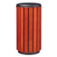 Poubelle Zeno Protec 80L lattes bois couvercle gris acier poudré-Rossignol Pro - Image principale