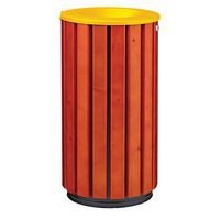 Poubelle Zeno Access 80L lattes bois entonnoir jaune-Rossignol Pro - Image principale