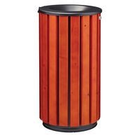 Poubelle Zeno Access 80L lattes bois acier galva gris-Rossignol Pro - Image principale