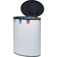 Poubelle tri sélectif Lune Binc 3 flux couvercle fermé blanc - Image 5