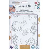 Tatoos à colorier 1 feuille A5 Fleurs et papillons - Image principale