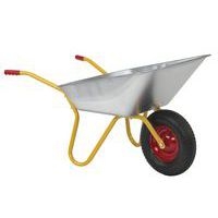 Brouette de jardin cuve galvanisée 100 L/150 kg jaune - Roue pneumatique - Image principale