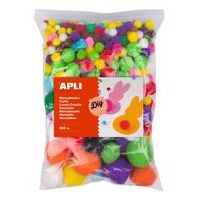 Sachet 500 pompons couleurs et tailles assortis - Image principale