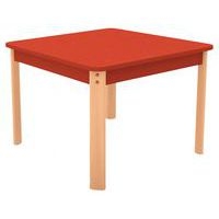 Table Ergo carrée T0 - rouge/hêtre - Image principale
