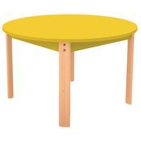 Table Ergo ronde T0 - jaune/hêtre - Image principale