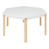 Table Ergo hexagonale T0 - blanc/hêtre - Image principale