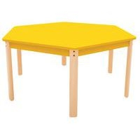 Table Ergo hexagonale T0 - jaune/hêtre - Image principale