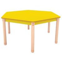 Table Classik hexagonale réglable T3 à T4 - piètement bois hêtre - Image 2