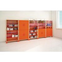 Bibliothèque Confetti avec pieds portes verre à clé et portes pleines - Image 2