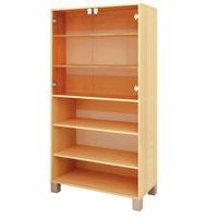 Bibliothèque Confetti avec pieds - étagères - 2 portes verre à clé boul/bouleau - Image principale