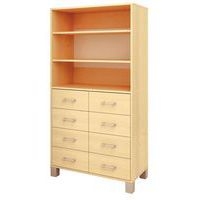 Bibliothèque Confetti avec pieds - étagères et tiroirs bouleau/bouleau - Image principale