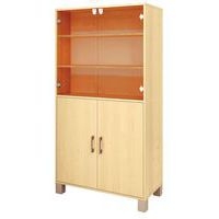 Bibliothèque Confetti pieds portes verre à clé et portes pleines bouleau/bouleau - Image principale