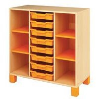 Meuble bas Confetti avec pieds et 8 bacs bouleau/orange - Image principale