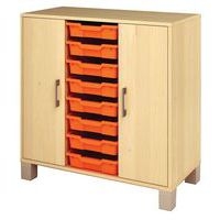 Meuble bas Confetti avec pieds - 8 bacs et portes bouleau/bouleau - Image principale