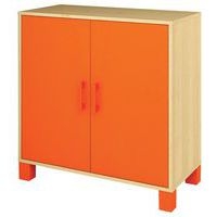 Armoire basse Confetti avec pieds 2 portes bouleau/orange - Image principale