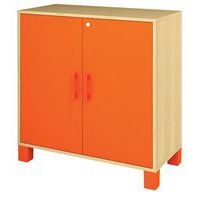 Armoire basse Confetti avec pieds 2 portes à clé bouleau/orange - Image principale