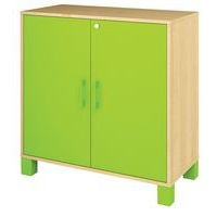 Armoire basse Confetti avec pieds 2 portes à clé bouleau/vert - Image principale