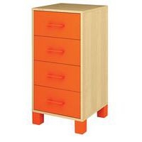 Caisson 4 tiroirs Confetti avec pieds - bouleau/orange - Image principale