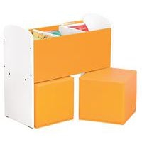 Bac à livres et poufs Confetti bouleau/orange - Image principale